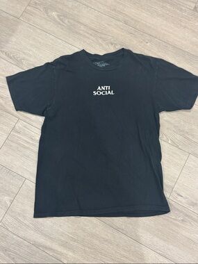 Eighty Eight Black Tee with White 'ANTI SOCIAL' Chest Print